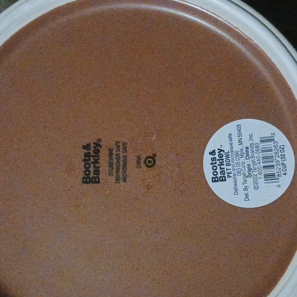 Dog Bowl Food or Water Brown Stoneware 4 Cup "NOSH" Sturdy Boots & Barkley - Picture 7 of 7